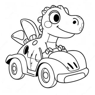 Page A Colorier Dun Dinosaure Mignon Conduisant Une Voiture De Sport 63320-52403