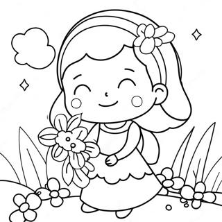 Page A Colorier De Mina Mignonne Avec Des Fleurs 63540-52583