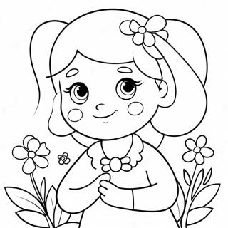 Page A Colorier De Mina Mignonne Avec Des Fleurs 63540-52584