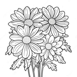 Page A Colorier De Beau Bouquet De Chrysanthemes 63630-52648