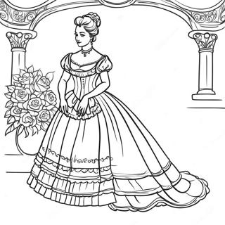 Page A Colorier De Dame Victorienne Elegante En Robe 63640-52655