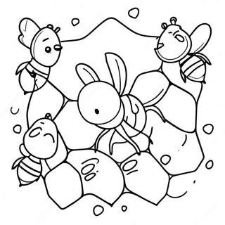 Page A Colorier De Mignonnes Abeilles Autour Du Nid Dabeille 63810-52789