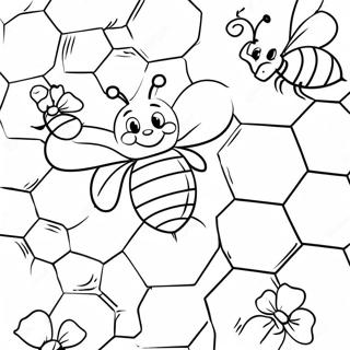 Page A Colorier De Mignonnes Abeilles Autour Du Nid Dabeille 63810-52792