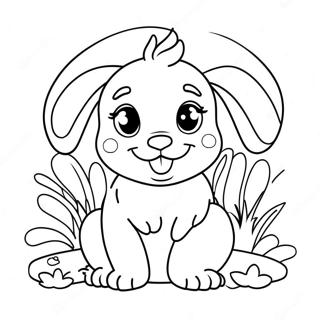 Page A Colorier De Mignon Chiot De Paques Avec Des Oreilles De Lapin 63840-52817