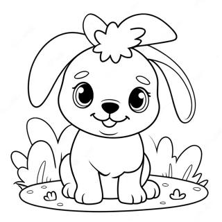 Page A Colorier De Mignon Chiot De Paques Avec Des Oreilles De Lapin 63840-52818