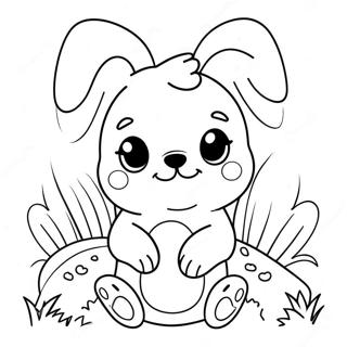 Page A Colorier De Mignon Chiot De Paques Avec Des Oreilles De Lapin 63840-52820