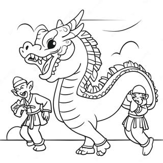 Page A Colorier De La Danse Du Dragon Festive 6385-5200