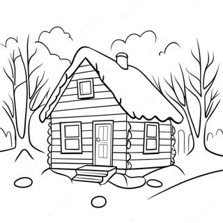 Page A Colorier De Cabane Dhiver Confortable Avec Flocons De Neige 64020-52956