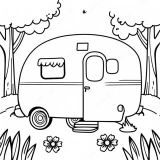 Page A Colorier Dun Camping Vintage Dans La Nature 6405-5117