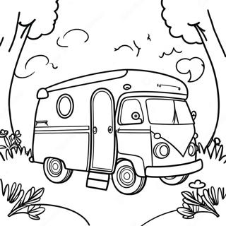 Page A Colorier Dun Camping Vintage Dans La Nature 6405-5215