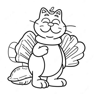 Page A Colorier De Garfield Avec Une Dinde 64070-52987