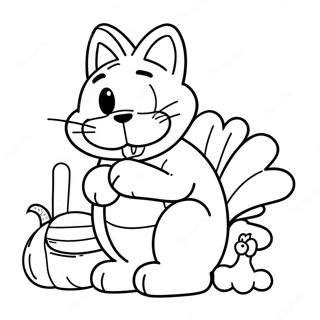 Page A Colorier De Garfield Avec Une Dinde 64070-52988