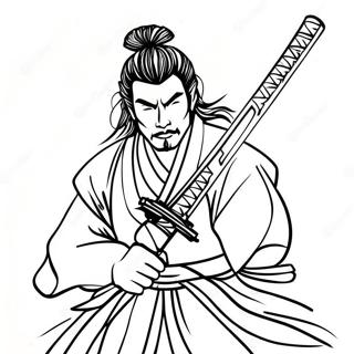 Page A Colorier Du Samurai Katana En Action 64160-53066