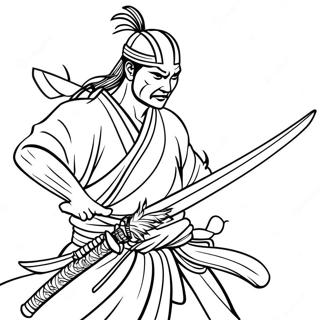 Page A Colorier Du Samurai Katana En Action 64160-53067