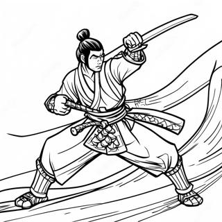 Page A Colorier Du Samurai Katana En Action 64160-53068