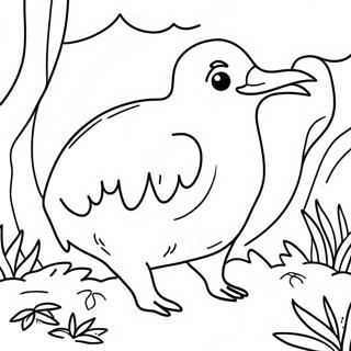 Page A Colorier Oiseau Kiwi Dans La Nature 64200-53097