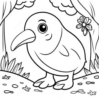 Page A Colorier Oiseau Kiwi Dans La Nature 64200-53098