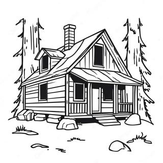 Page A Colorier Cabane Rustique Dans Les Bois 64219-53123