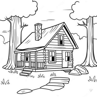 Page A Colorier Cabane Rustique Dans Les Bois 64219-53124