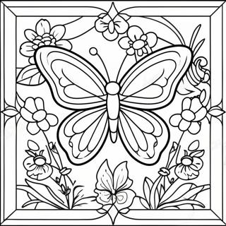 Papillon En Vitrail Pages À Colorier