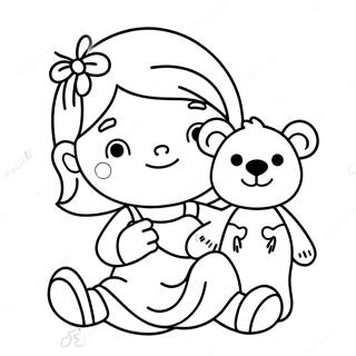 Page A Colorier Agnes Mignonne Avec Ours En Peluche 64461-53290