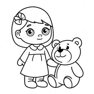 Page A Colorier Agnes Mignonne Avec Ours En Peluche 64461-53291