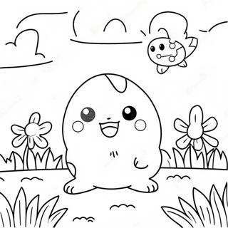 Page A Colorier De Togepi Mignon Dans Un Champ De Fleurs 64491-53310