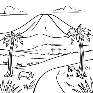 Page A Colorier De Paysage Kenyan Magnifique 64621-53430