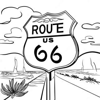 Page A Colorier Du Panneau Vintage De La Route 66 64631-53426