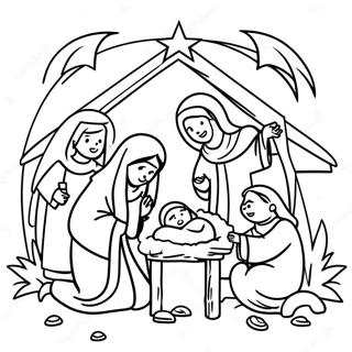 Page A Colorier De La Scene De La Nativite Joyeuse 64691-53478