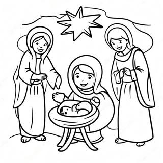 Page A Colorier De La Scene De La Nativite Joyeuse 64691-53479