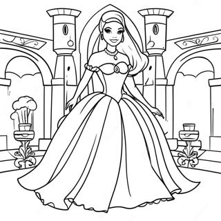 Page A Colorier De La Princesse Barbie Elegante Dans Un Chateau 65021-53750