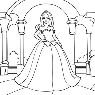 Page A Colorier De La Princesse Barbie Elegante Dans Un Chateau 65021-53751