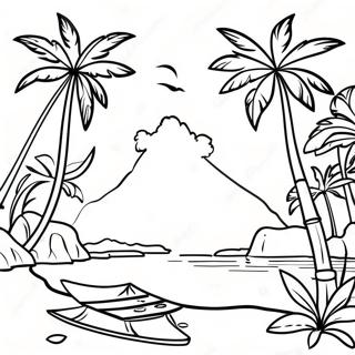 Page A Colorier Du Paysage Polynesien Tropical 65051-53769