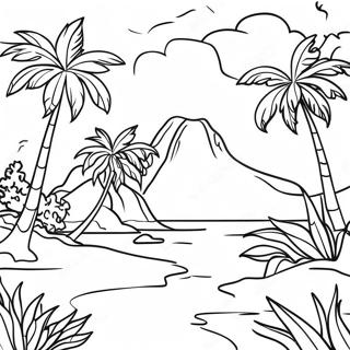 Page A Colorier Du Paysage Polynesien Tropical 65051-53770