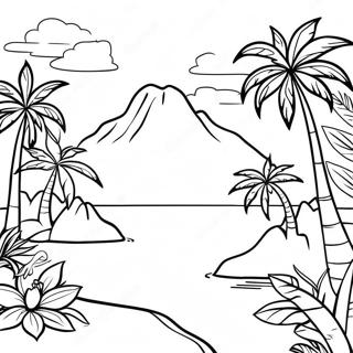 Page A Colorier Du Paysage Polynesien Tropical 65051-53771