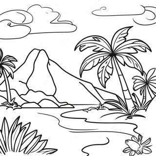 Page A Colorier Du Paysage Polynesien Tropical 65051-53772