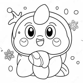 Page A Colorier Kirby Glace Mignon Avec Flocons De Neige 65141-53841