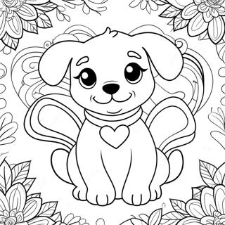 Chiot De La Saint-Valentin Pages À Colorier