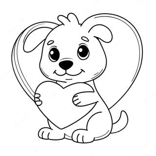 Page A Colorier Du Mignon Chiot De La Saint Valentin Avec Un Coeur 65261-53926