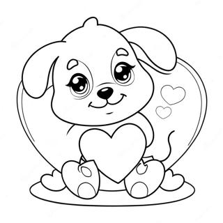 Page A Colorier Du Mignon Chiot De La Saint Valentin Avec Un Coeur 65261-53927