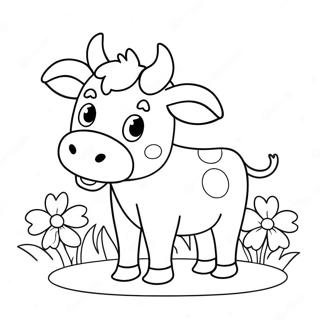 Page A Colorier De La Vache Kawaii Adorable Avec Des Fleurs 65301-53980