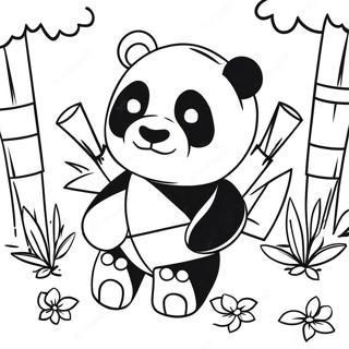 Page A Colorier Mignon Panda Minecraft Jouant Avec Du Bambou 65321-53988