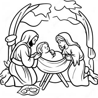 Page A Colorier Scene De La Creche Avec Le Bebe Jesus 65331-53982