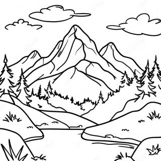 Page A Colorier De Paysage De Montagne 65680-54259