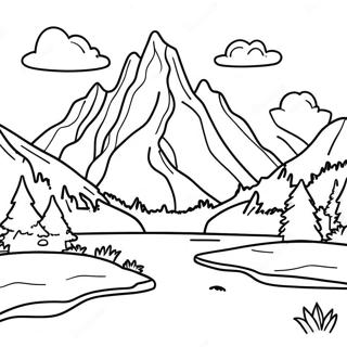 Page A Colorier De Paysage De Montagne 65680-54260