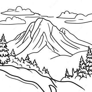 Page A Colorier De Montagnes Majestueuses Couverte De Neige 65681-54261