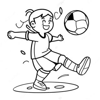 Fille Energique Donnant Un Coup De Pied Au Ballon De Football Page A Colorier 65691-54273