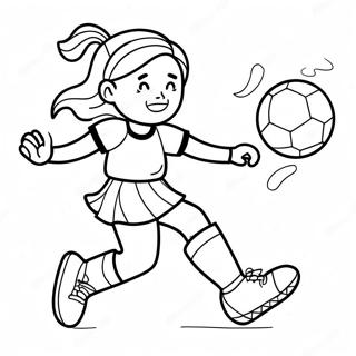 Fille Energique Donnant Un Coup De Pied Au Ballon De Football Page A Colorier 65691-54274