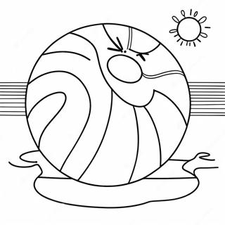 Page A Colorier De Ballon De Plage Colore Dans Le Sable 6575-5350